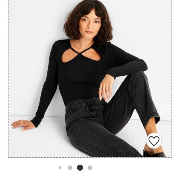 NWT Future Collective Women's Ribbed Cut Out Neck Bodysuit Size XXS - Picture 2 of 8